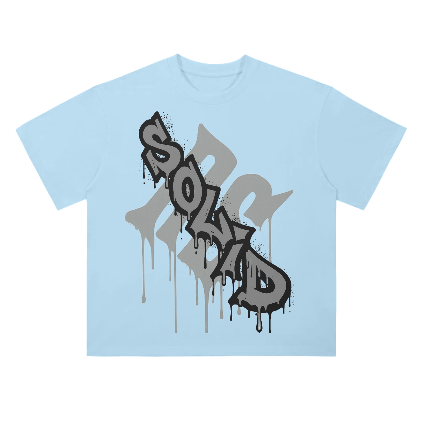 Graffiti Drop Shoulder Grey Tee