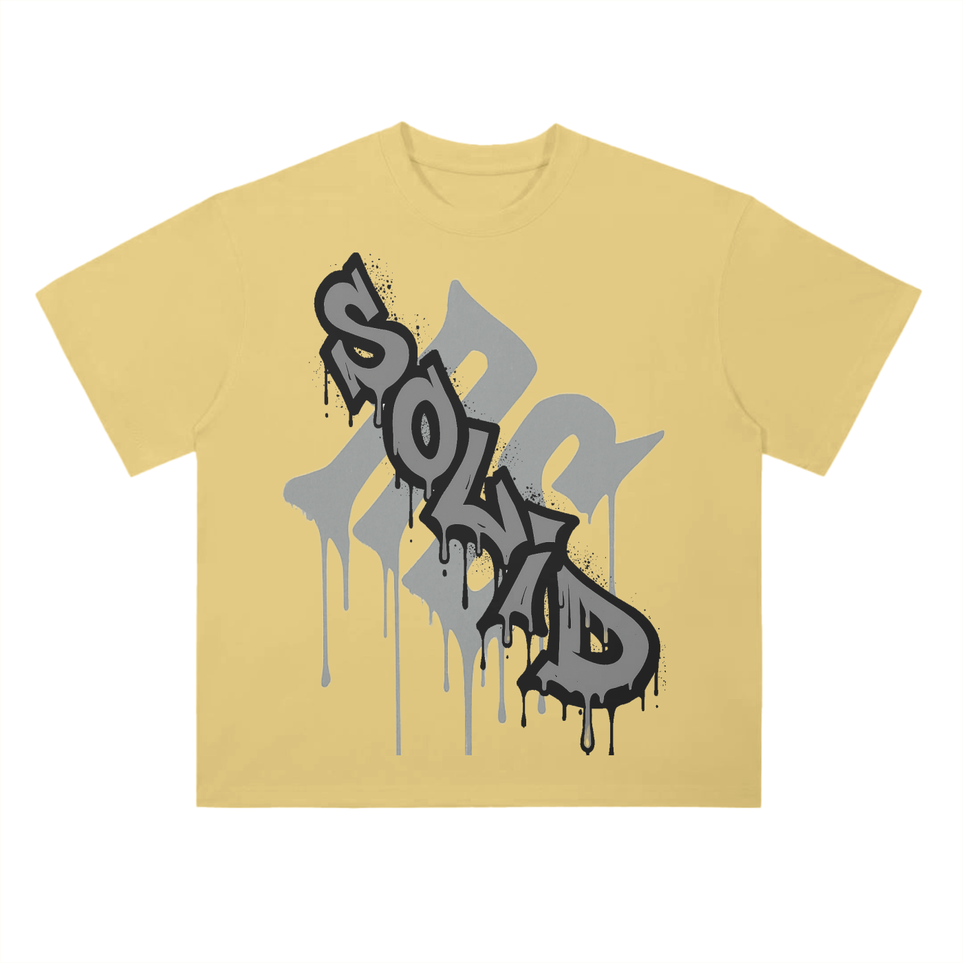 Graffiti Drop Shoulder Grey Tee
