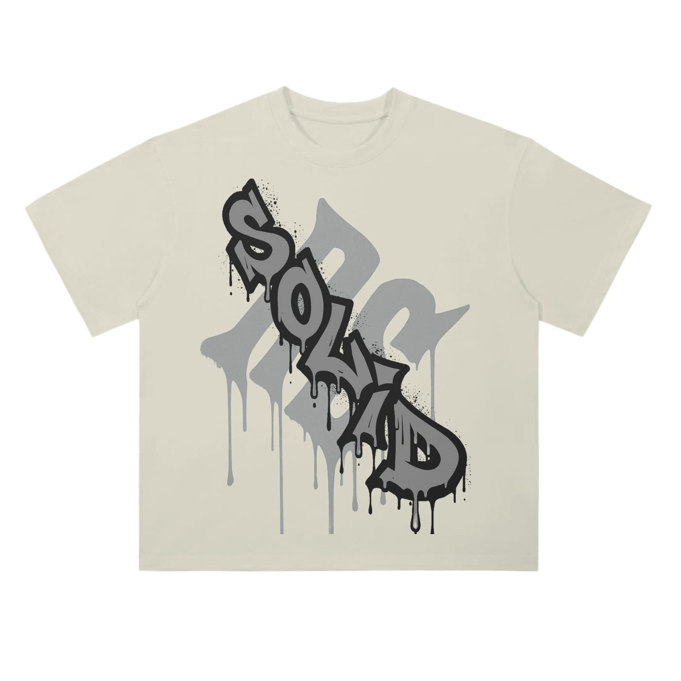 Graffiti Drop Shoulder Grey Tee