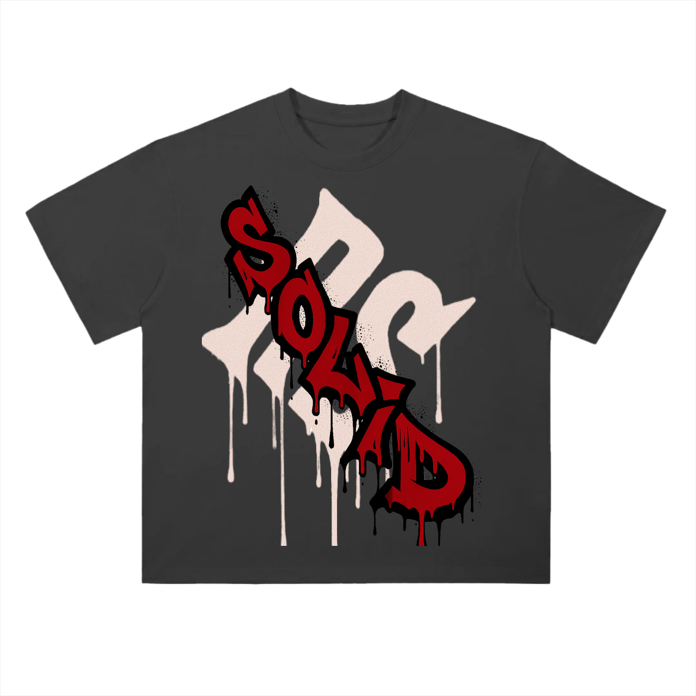 Graffiti Red Drop Shoulder Tee