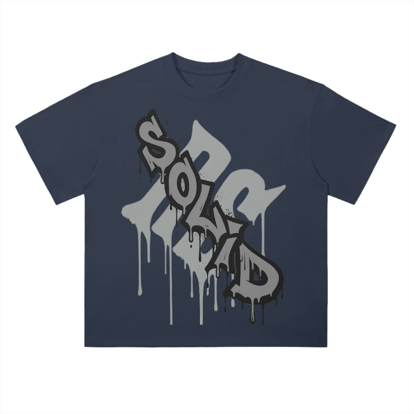 Graffiti Drop Shoulder Grey Tee