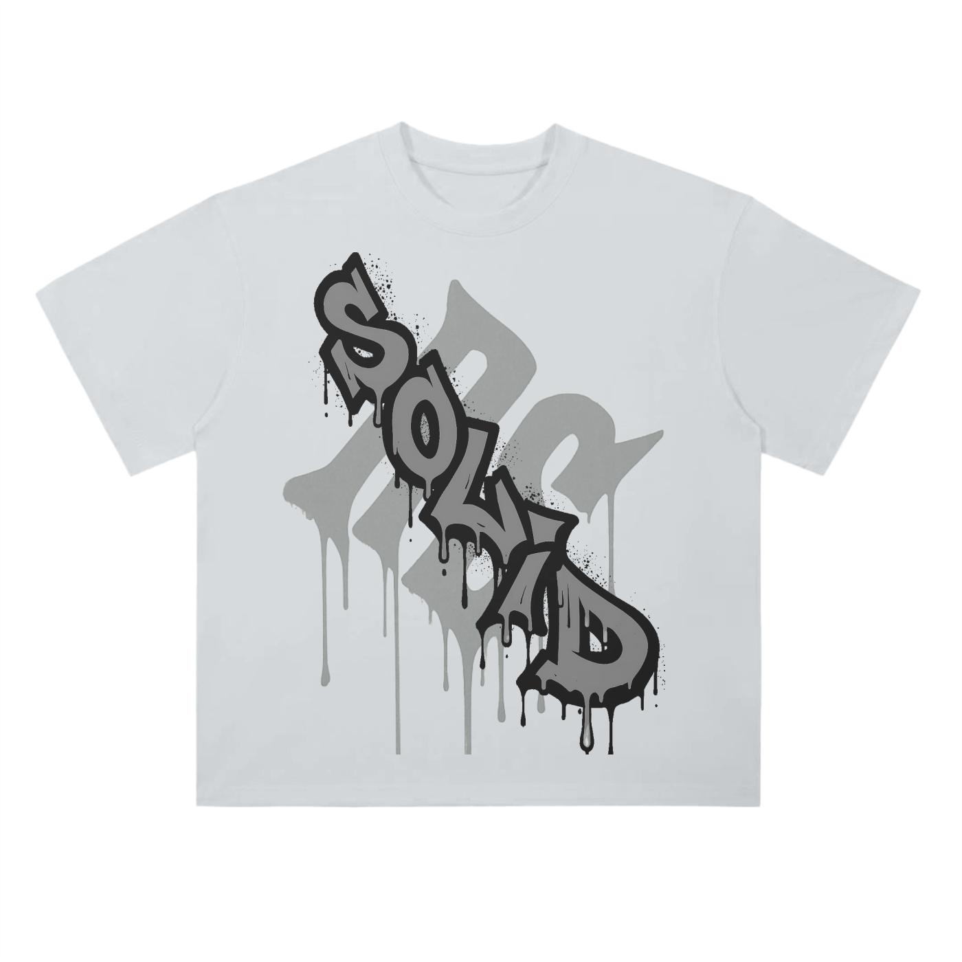 Graffiti Drop Shoulder Grey Tee