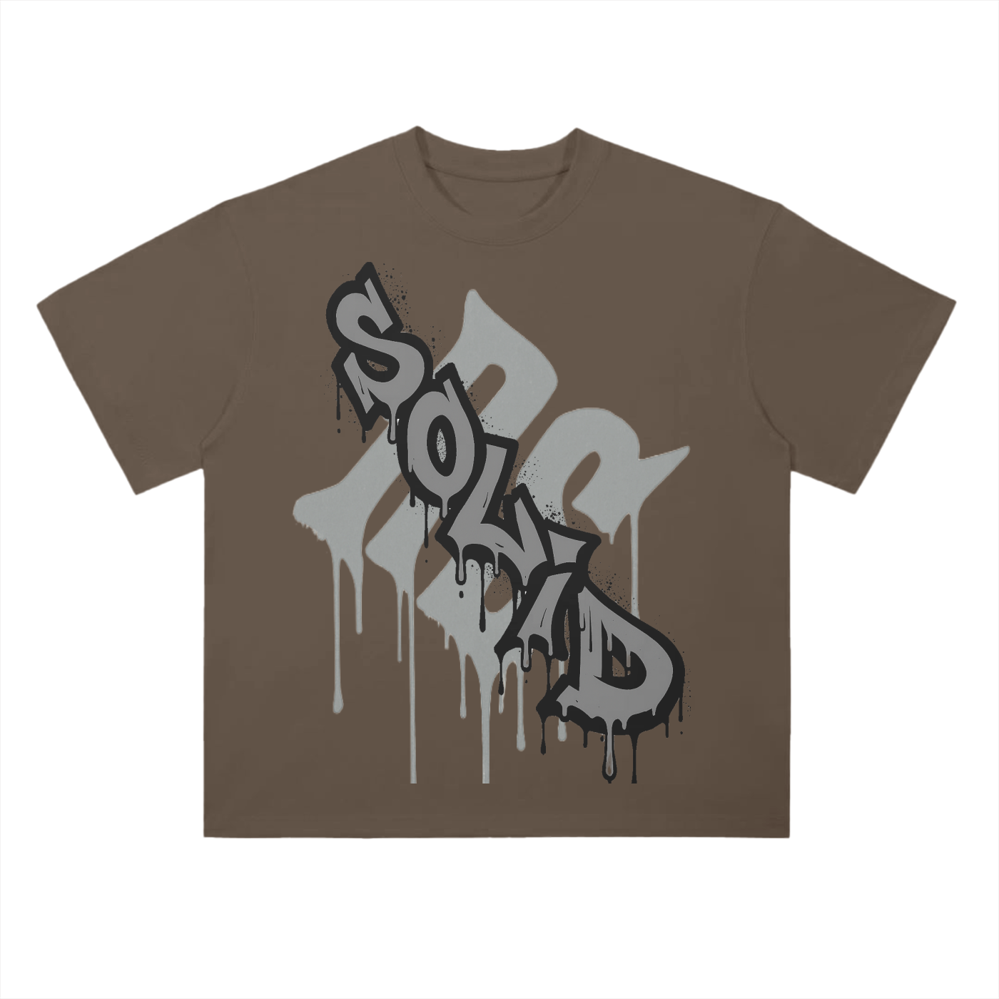 Graffiti Drop Shoulder Grey Tee