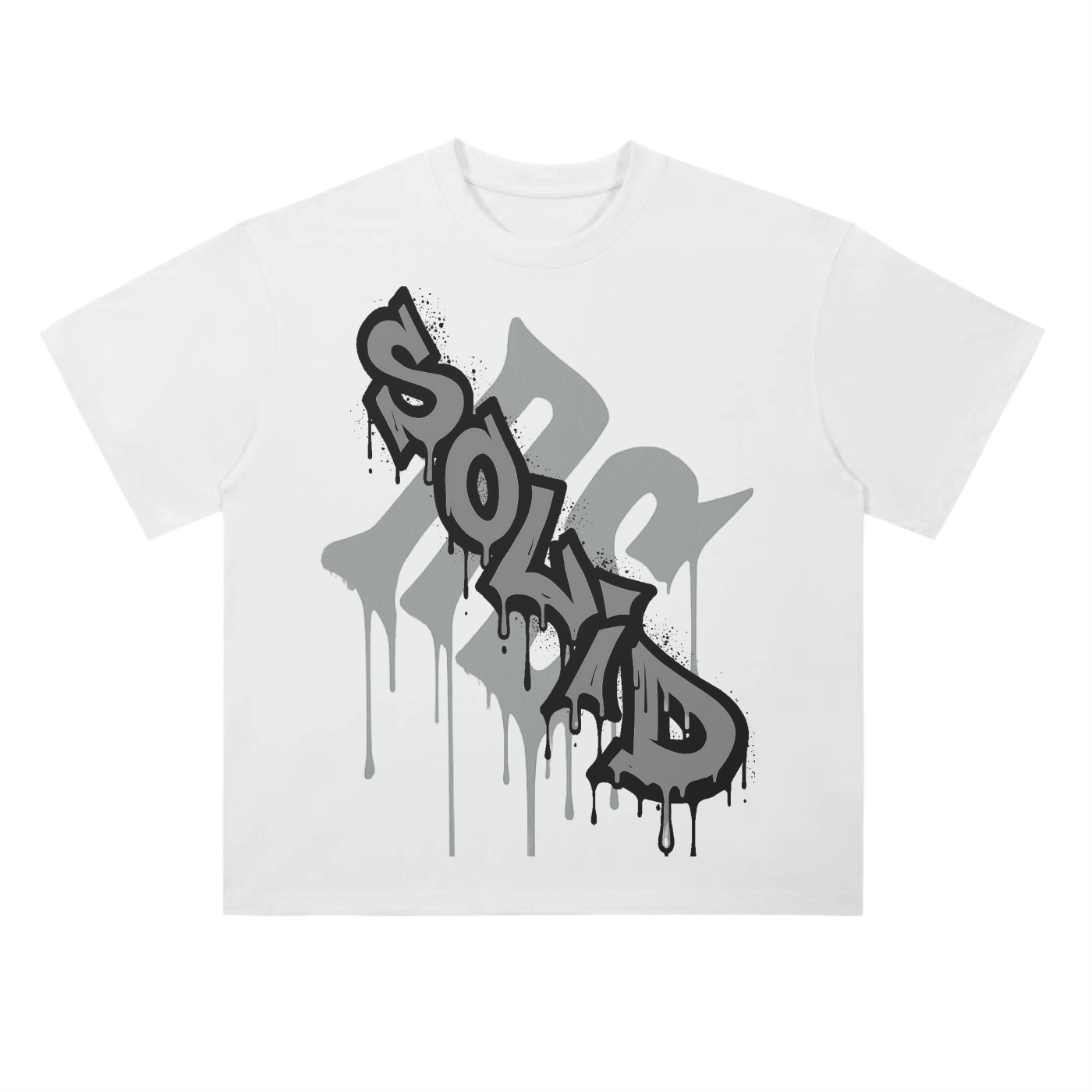 Graffiti Drop Shoulder Grey Tee