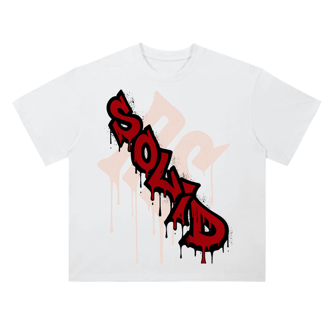 Graffiti Red Drop Shoulder Tee