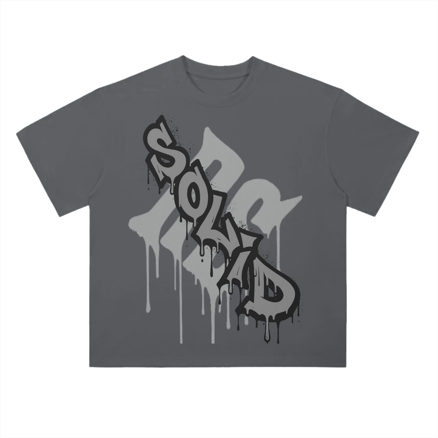 Graffiti Drop Shoulder Grey Tee